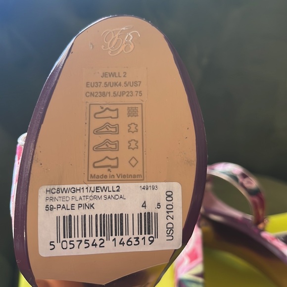 Ted Baker printed pale pink platform sandals in size 37.5(7) USA.🌸 - Picture 4 of 14